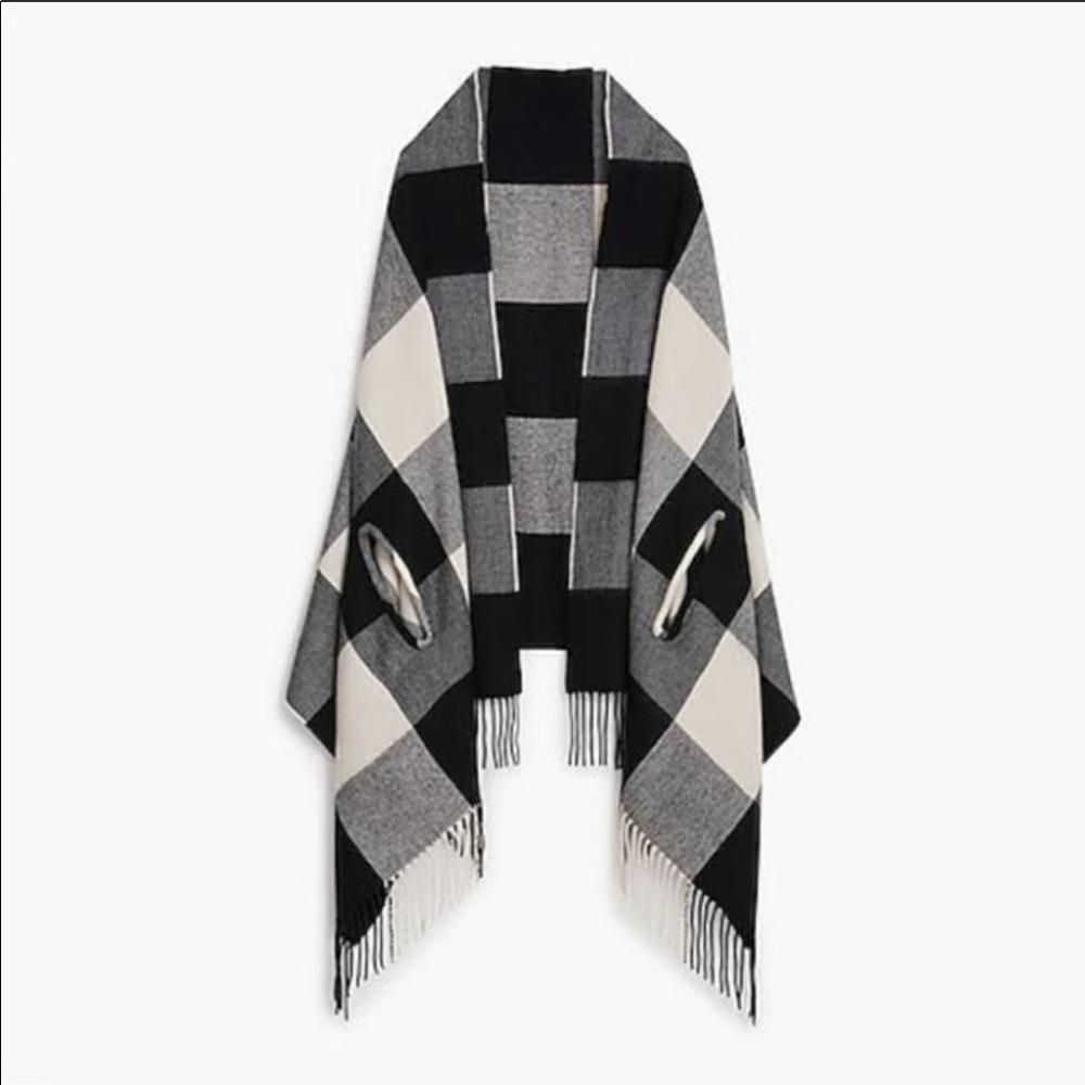 J Crew Factory Black &  White Plaid wrap scarf